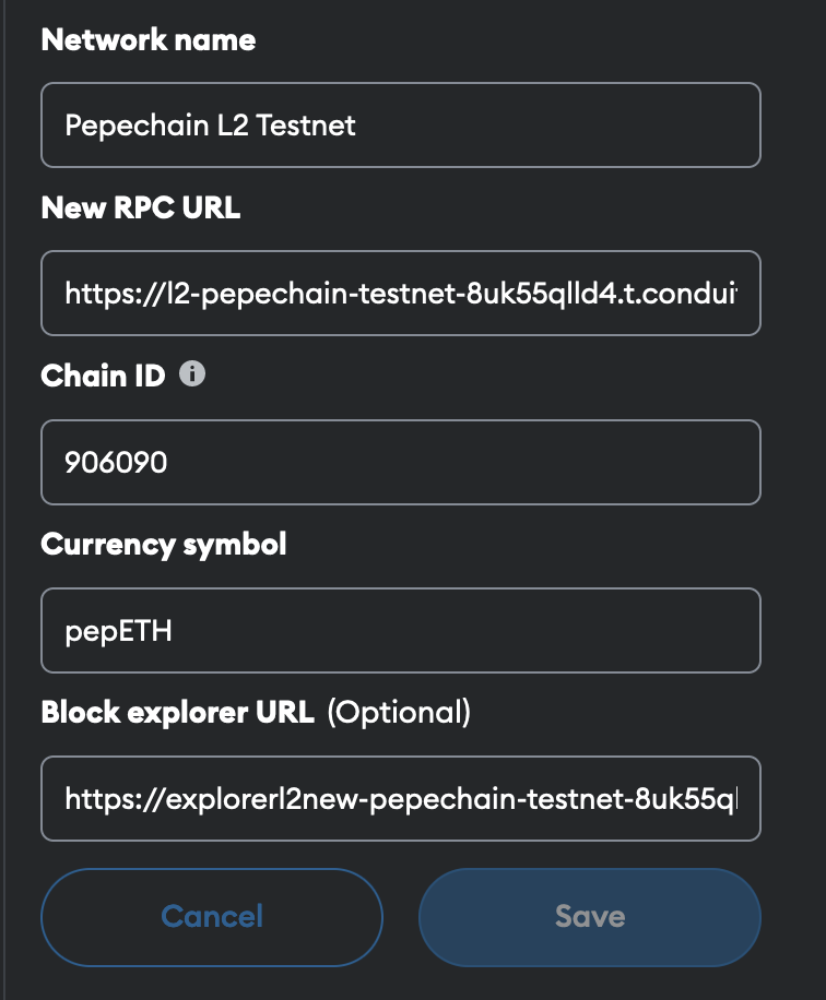 Pepechain L2 Testnet RPC CHAIN ID BLOCK EXPLORER